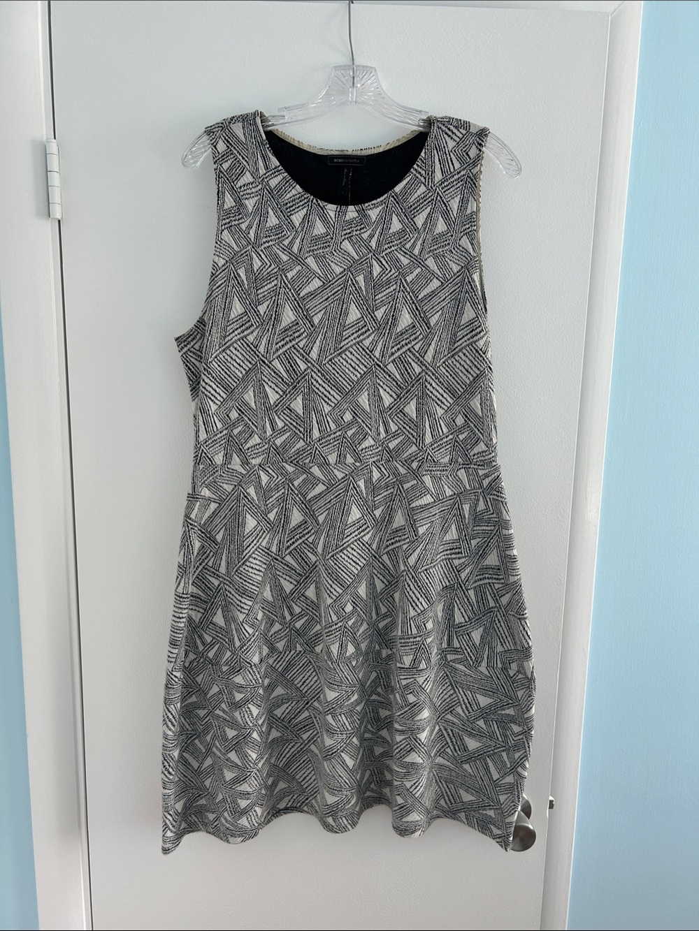 BCBGMaxAzria Black & White Geometric A-Line Dress